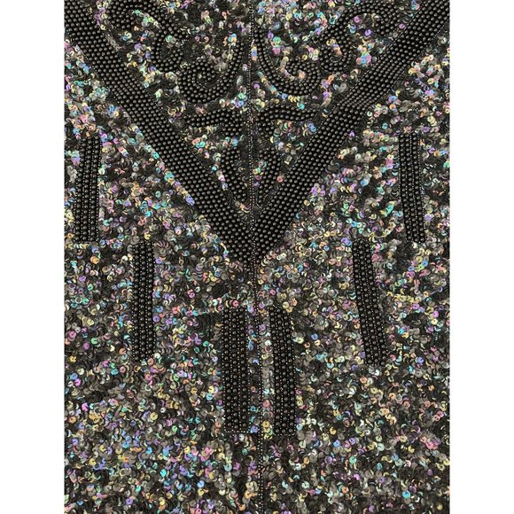 Vintage Jean for Joseph Le Bon Dress Black Beaded Sequined Pure Silk Dress M NWT - Picture 11 of 13